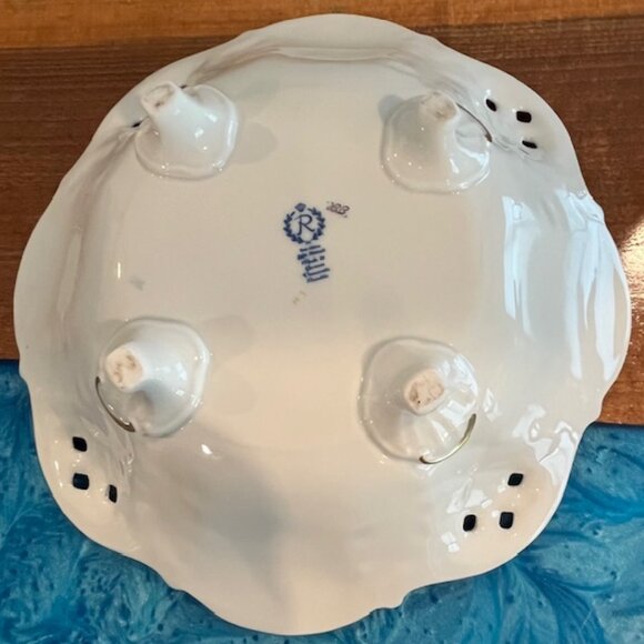 Reichenbach Echt Kobalt Blue 11" Cabbage Rose Footed Serving Bowl - Picture 6 of 7